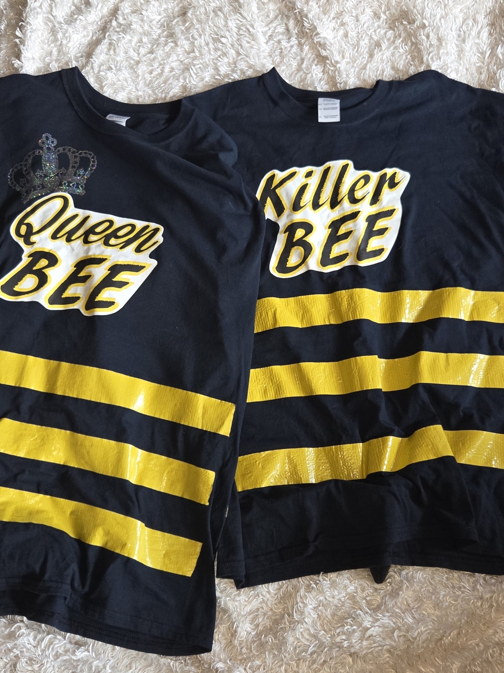 Queen Bee and Killer Bee black & yellow striped shirts costumes XL #baddie #outf